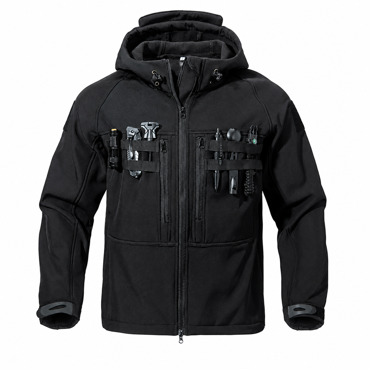 Herren-Fleece-gefütterte Softshelljacke – winddichte Kapuzenjacke für Outdoor- und taktische Einsätze