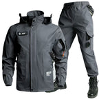 Herren-Taktik-Softshelljacke mit Cargohose – strapazierfähiges Outdoor-Arbeitsbekleidungsset mit mehreren Taschen