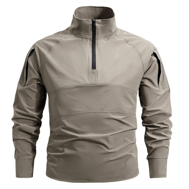 Taktisches Herren-Kampfshirt mit 1/4-Reißverschluss, schnelltrocknend, elastisch und als Pullover tragbar