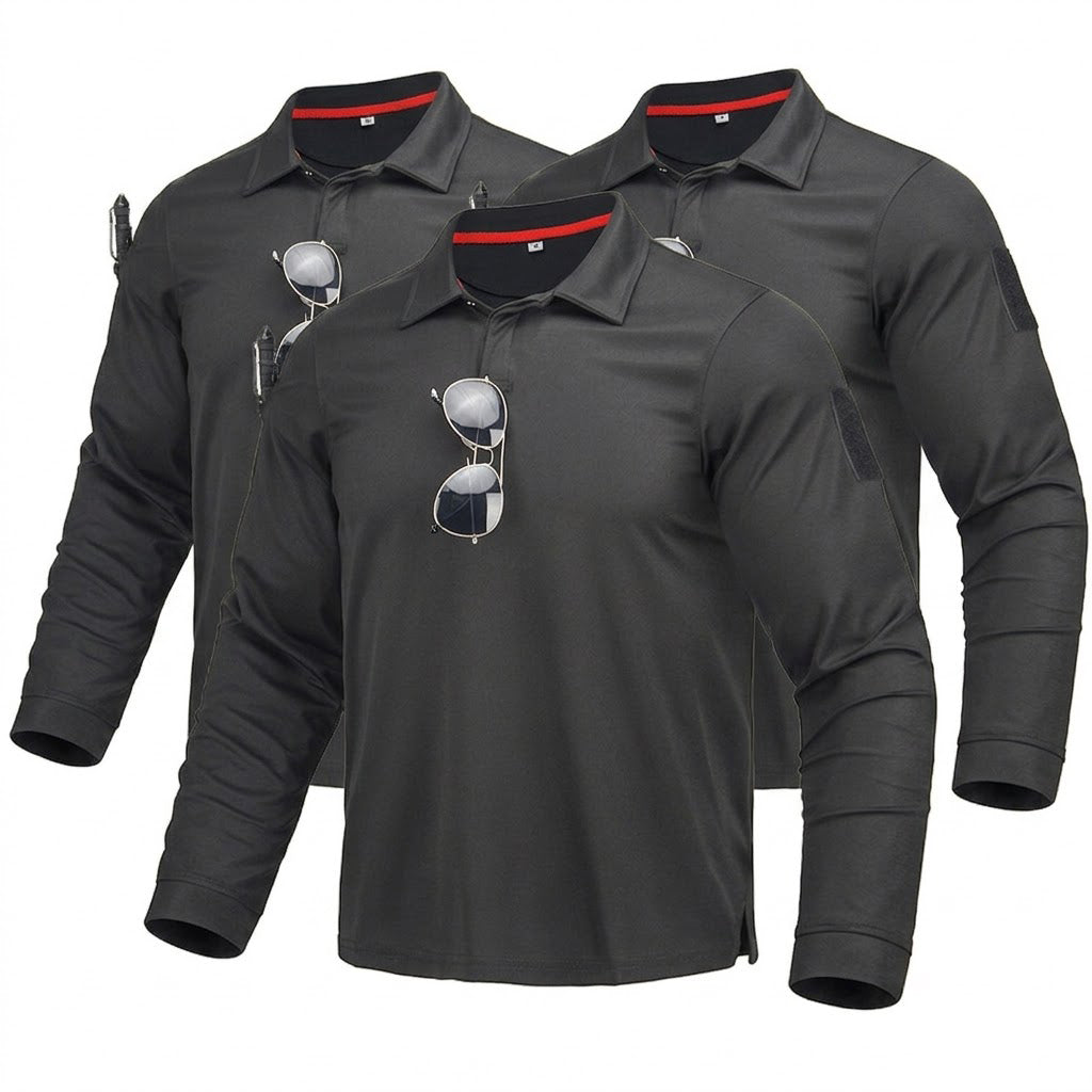 Taktische Langarm-Poloshirts im 3er-Pack – Schnelltrocknend