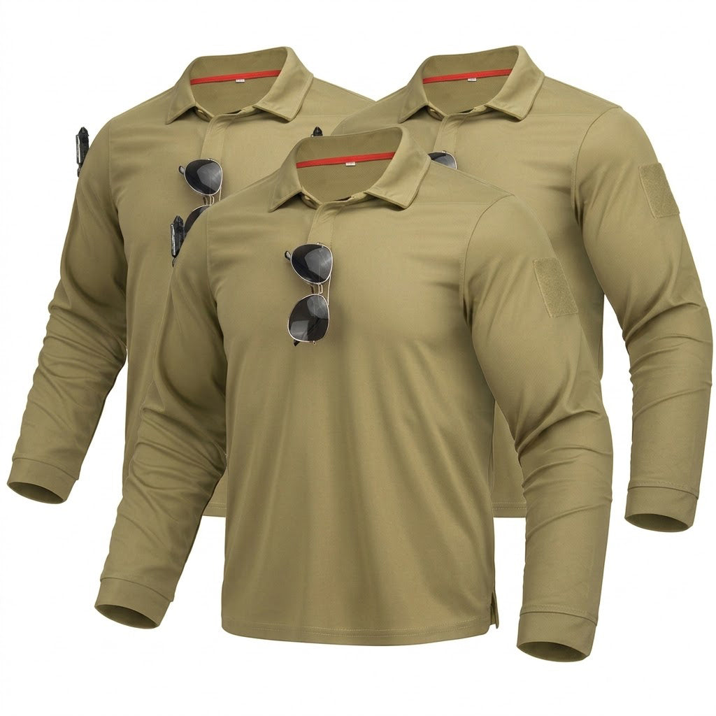 Taktische Langarm-Poloshirts im 3er-Pack – Schnelltrocknend