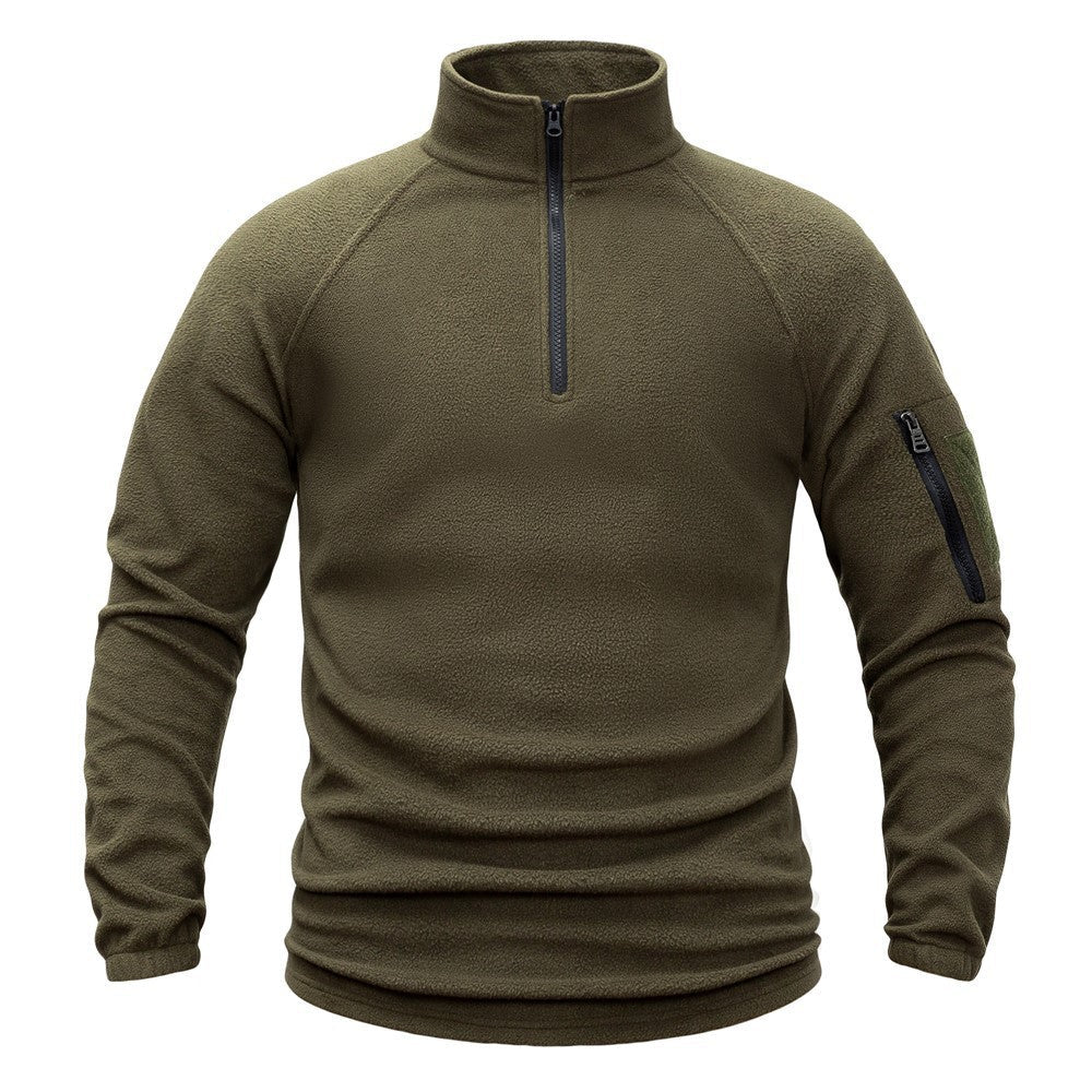 Herren-Fleecepullover mit halbem Reißverschluss und Ärmeltasche