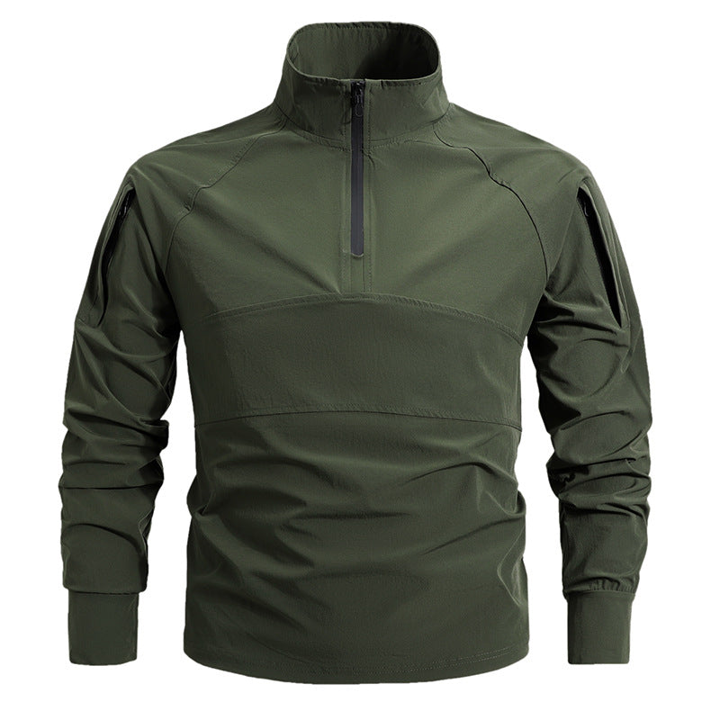 Taktisches Herren-Kampfshirt mit 1/4-Reißverschluss, schnelltrocknend, elastisch und als Pullover tragbar