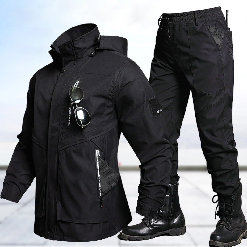 Herren-Set aus wasserdichter Softshell-Taktikjacke und -hose – winddichter Outdoor-Arbeitsanzug
