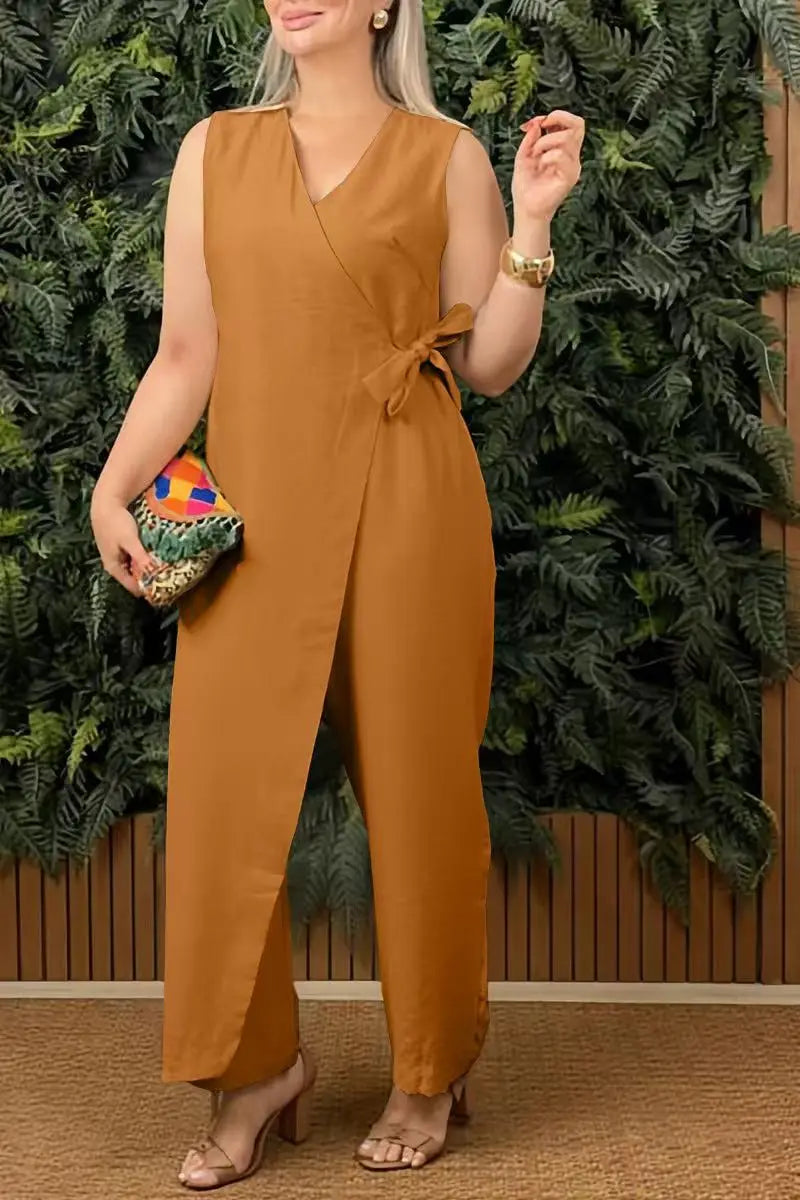 ELENA | Mono elegante para mujer de diseño liso con pierna ancha