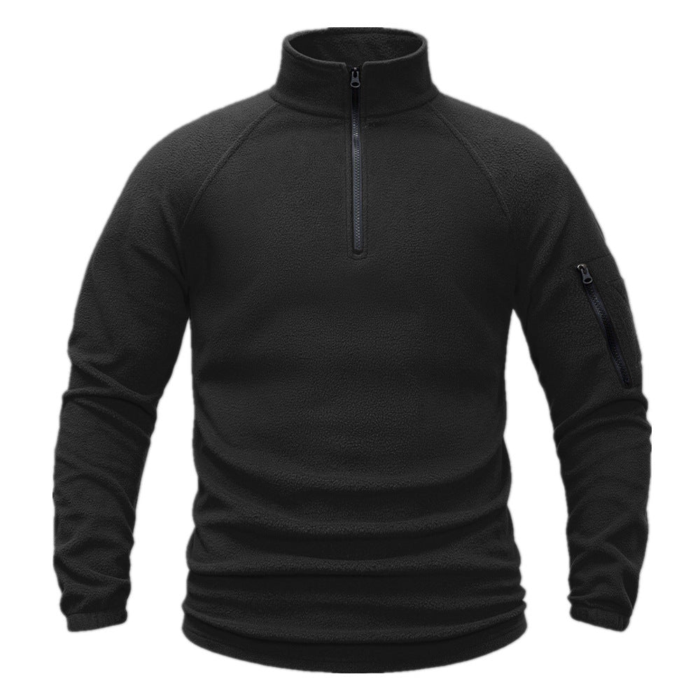 Herren-Fleecepullover mit halbem Reißverschluss und Ärmeltasche