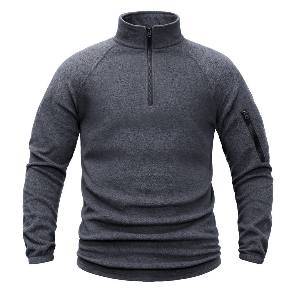 Herren-Fleecepullover mit halbem Reißverschluss und Ärmeltasche