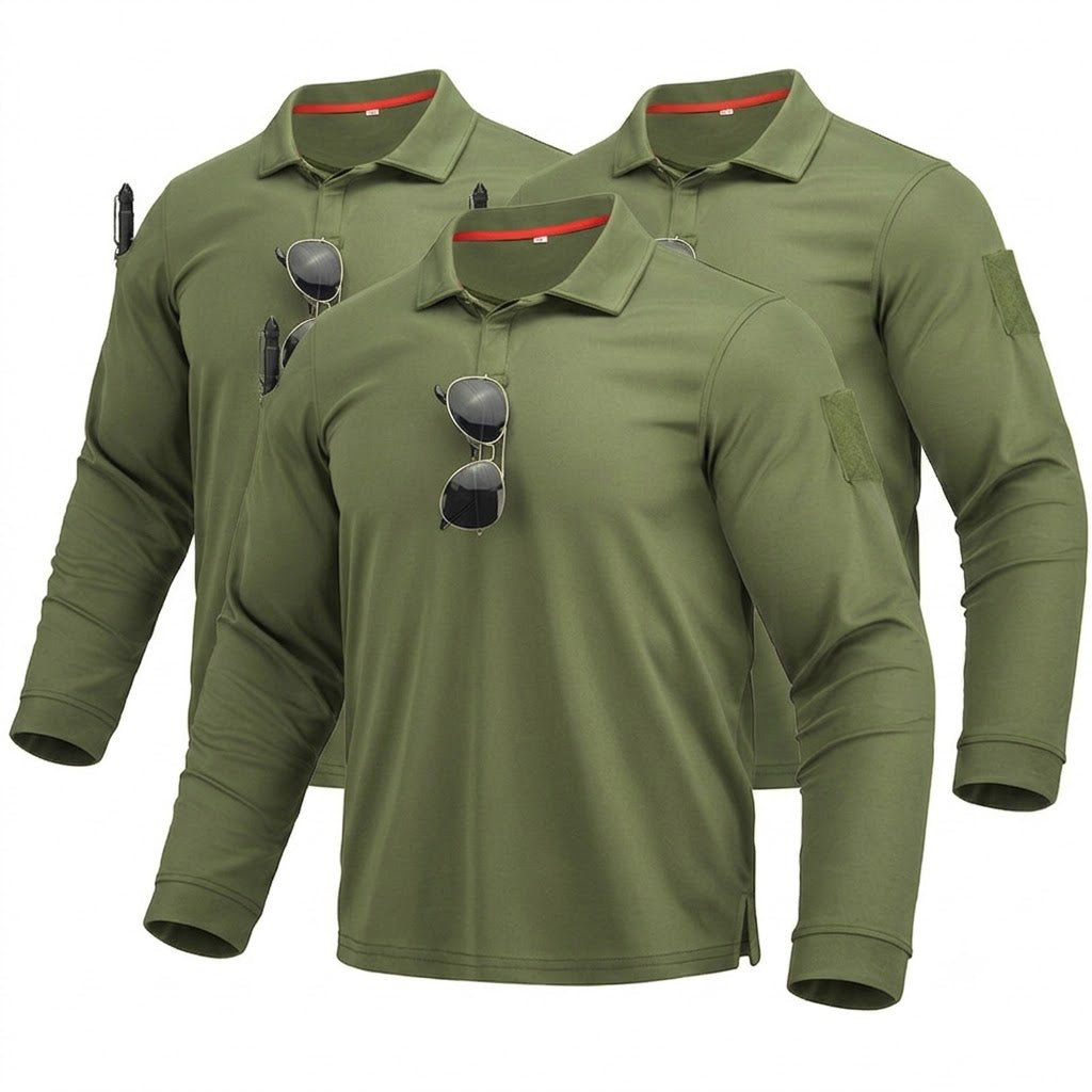 Taktische Langarm-Poloshirts im 3er-Pack – Schnelltrocknend