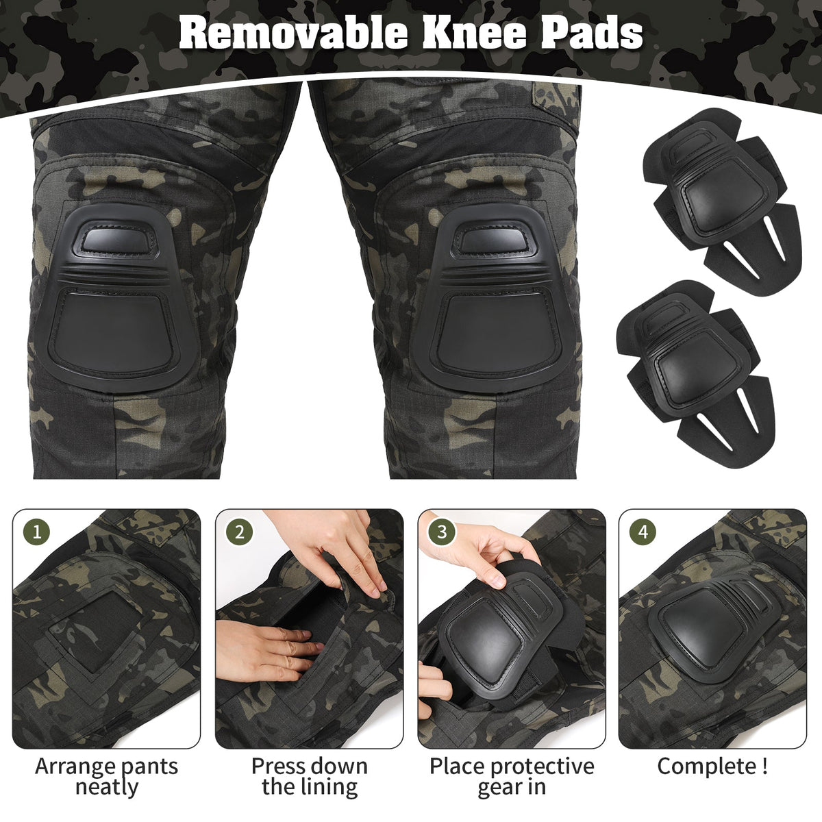 G3 Pro Kampfhose mit Kniepolstern – Strapazierfähige taktische Tarnhose aus Ripstop-Gewebe