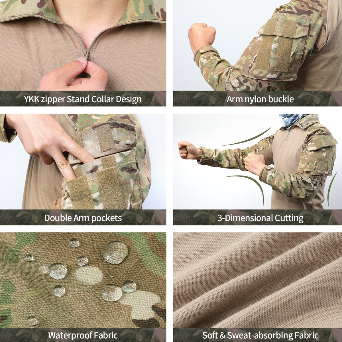 G3 Pro Rapid Assault Combat-Shirt mit funktionalen Taschen und Tarnmuster