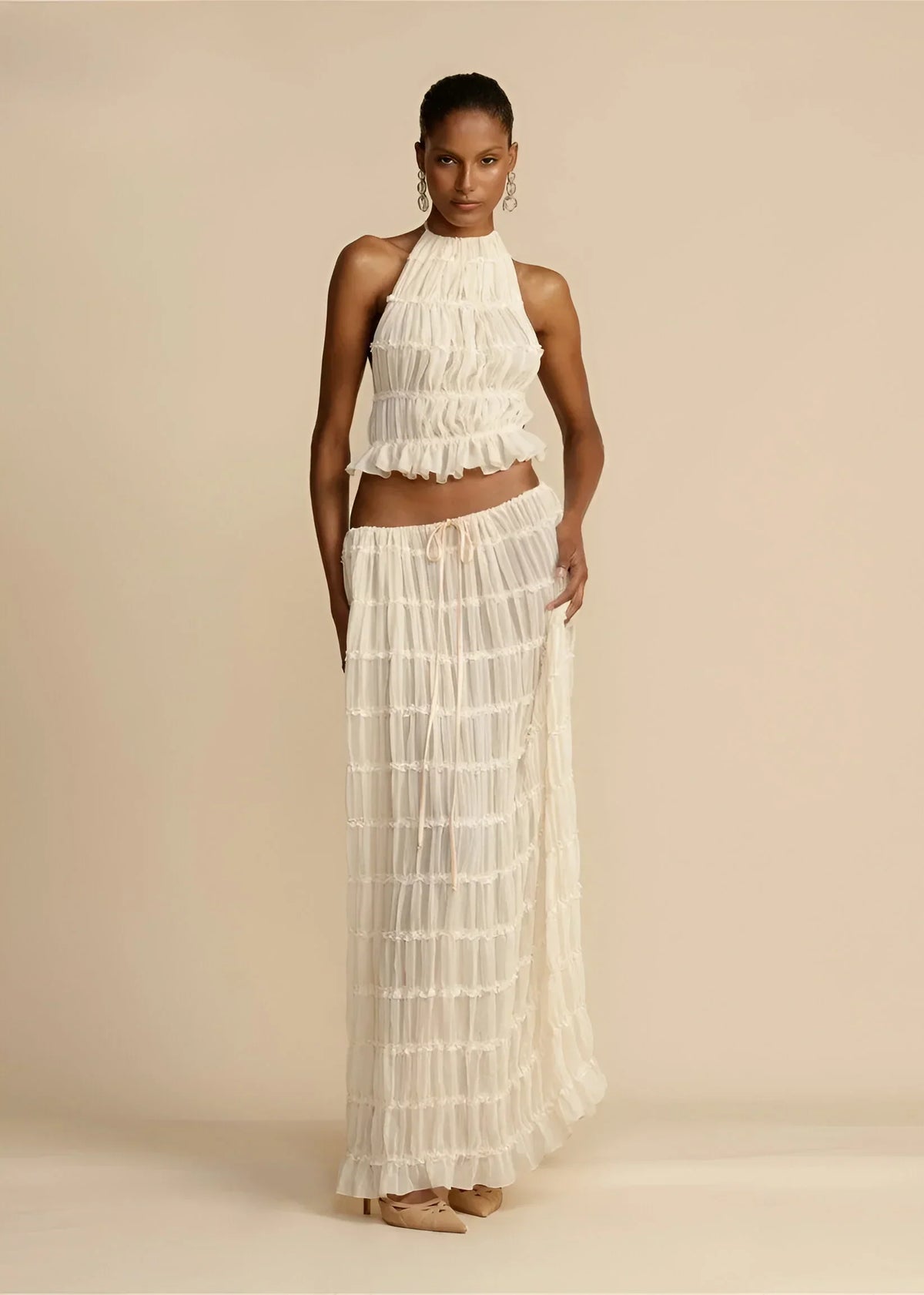 Leonie | Elegante conjunto de cuello halter con top y falda a juego
