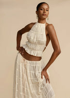 Leonie | Elegante conjunto de cuello halter con top y falda a juego